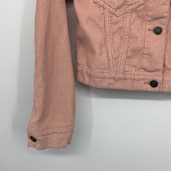 Hollister Jacket Corduroy Pink Ribbed Button Front Cropped - Picture 4 of 10